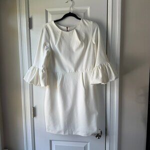 Scarlett Bell Sleeve White Quarter Length Rehearsal Wedding Dress 10 Petite